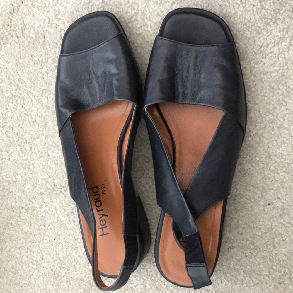 Heyraud Peep toe sandals - leather navy (luxury)